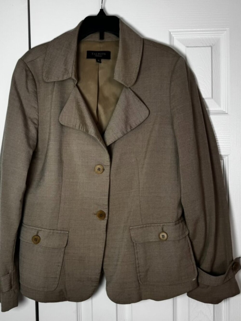 Talbots Women's Classic Camel Long Sleeve Button Front Detail Blazer Jacket - 10